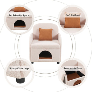 English Elm Furniture Fluffy Sherpa 2-in-1 Pet-Friendly Upholstered Barrel Armchair with Lumbar Pillow, Cream White Cozy Retreat for Living Room Bedroom Office N843P331158C