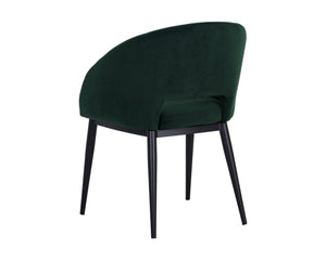Sunpan Thatcher Dining Armchair – Stylish Compact Design with Faux Leather Upholstery and Steel Frame Black / Deep Green Sky