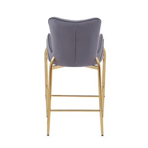 English Elm Christopher Knight Home® - 28.75inch Velvet Counter Height Stool Set of 2 with Tufted Back, Gold Frame & Foam Comfort, 265lb Gray N762P199823E