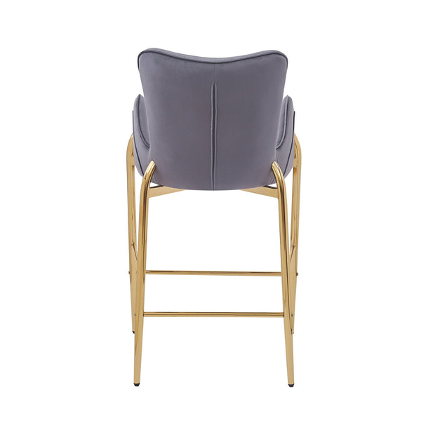 English Elm Christopher Knight Home® - 28.75inch Velvet Counter Height Stool Set of 2 with Tufted Back, Gold Frame & Foam Comfort, 265lb Gray N762P199823E