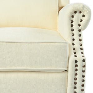English Elm Christopher Knight Home® - 29.75" Push Back Recliner Chair with Wingback Design, Gourd Wooden Legs, Polyester Upholstery, Cozy Comfort Beige N763P201072A