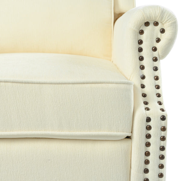 English Elm Christopher Knight Home® - 29.75" Push Back Recliner Chair with Wingback Design, Gourd Wooden Legs, Polyester Upholstery, Cozy Comfort Beige N763P201072A