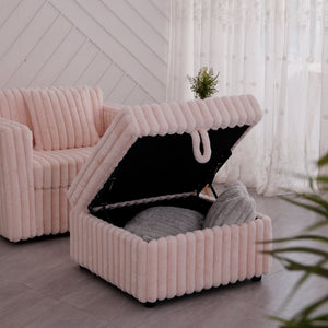 English Elm 44.9"Soft Modular Sofa with Removable Zipper Cushions, Hidden Hydraulic Storage, Easy Cleanability Light Pink W1767S00015