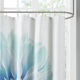 Madison Park Norah Modern/Contemporary Printed Floral Cotton Shower Curtain MP70-4800 Aqua