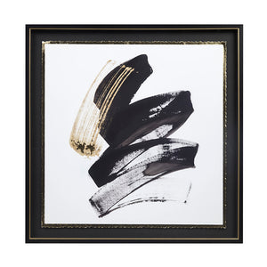 Madison Park Abstract Talon Transitional Framed Glass and Single Matted Foiled Deckle Edge Wall Art MP95G-0313 Black