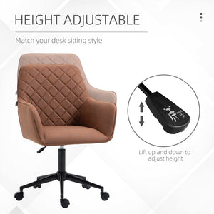 English Elm Vinsetto Stylish Mid Back Office Chair With Adjustable Height, Padded Armrests & Diamond Design, Brown W2225P229591-GIGA