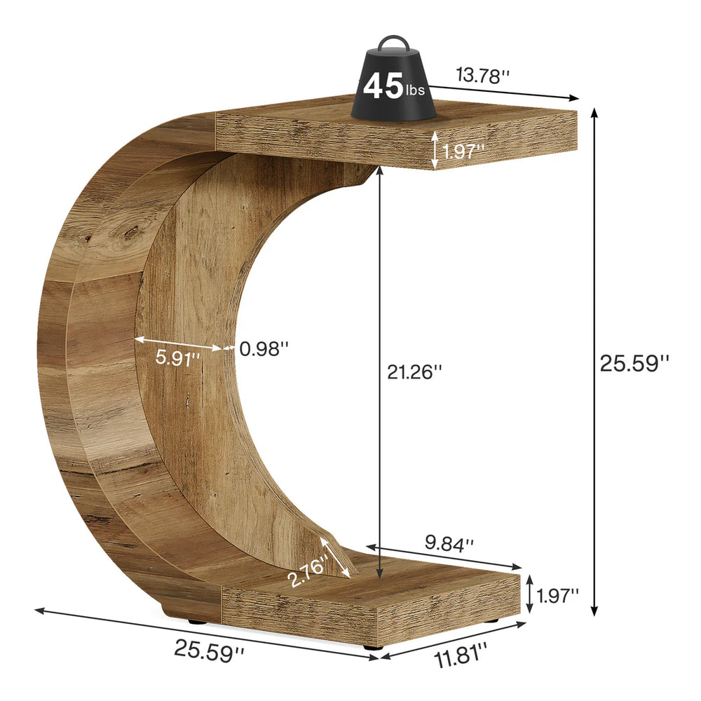 English Elm C-shaped Sofa Side Table Sliding Frame for Laptop Dining Tray in Compact Living Spaces T3971P462727