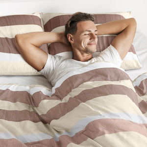 JLA Home Regency Heights - Stripe Seersucker Comforter Set with Reversible Striped and Botanical Prints, Lightweight Oeko-Tex Certified Terracotta RH10-0011