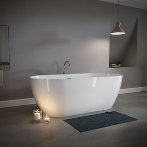 English Elm 63" Freestanding Stone Resin Soaking Tub Glossy Ergonomic Basin for Spa Bathrooms T5287P418030