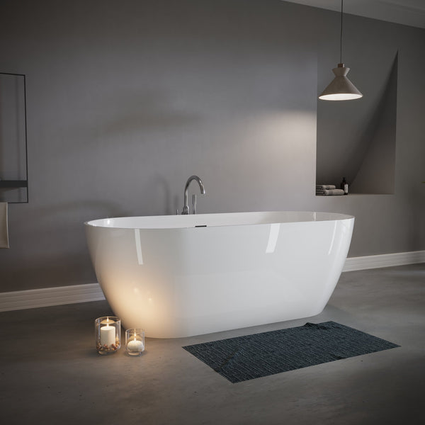 English Elm 63" Freestanding Stone Resin Soaking Tub Glossy Ergonomic Basin for Spa Bathrooms T5287P418030