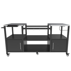 English Elm Outdoor Heavy Duty Steel Kamado Grill Cart with Locking Casters and Storage Boxes W3190P305792