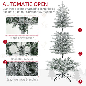 English Elm Homcom 6Ft Snow Flocked Prelit Christmas Tree With 250 Warm Lights, Easy Setup & Flame Retardant Base W2225P229315