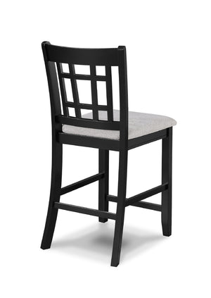 English Elm 5Pc Counter Height Dining Set with Extendable Table, Grid-Back Cushioned Chairs & Under-Shelf Storage Dark Gray,Light Gray 45 L x 45 W x 8.5 H B011S01931