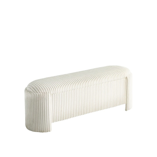 English Elm Contemporary Corduroy Storage Bench with Hidden Compartment 50.5"W Stylish Entryway Seat White 18 L x 50 W x 19 H B2741P391242