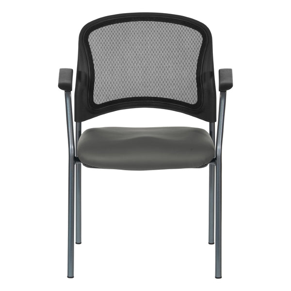 OSP Home Furnishings Progrid Mesh Back Stackable Chair with Titanium Frame for Conference Rooms Steel 86710R-R112