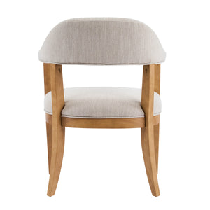 English Elm Wood Frame Upholstered Dining Chairs Set of 2 Curved Back Rubberwood Armrest Seating Beige,Natural N768P389407N