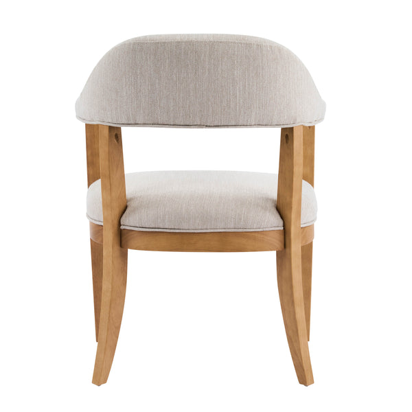 English Elm Wood Frame Upholstered Dining Chairs Set of 2 Curved Back Rubberwood Armrest Seating Beige,Natural N768P389407N