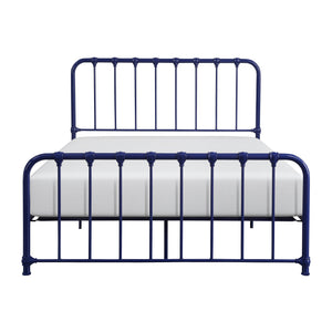 English Elm Metal Bed Bethany Queen Platform with Curved Headboard and Timeless Accent Joints for Stylish Rooms Blue 67.75 L x 38.25 W x 4.5 H B011P265590