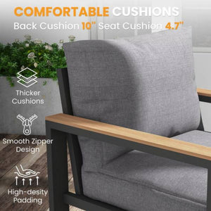 English Elm All-weather Aluminum 5 Seat Outdoor Conversation Set with Tempered Glass Table Gray B082S00112