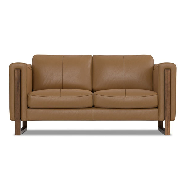English Elm Richard 63-Inch Loveseat - Eco-Friendly Semi-Aniline Leather, Compact Comfort For Stylish Spaces B136P364298-GIGA