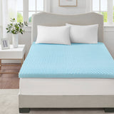 Sleep Philosophy 3" Gel Memory Foam Casual All Season Reversible Hypoallergenic Cooling Mattress Topper BASI16-0418 Blue