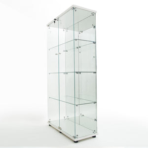 English Elm Tempered Glass Display Cabinet With Bluetooth Led Light, Locking Door, Mirrored Back – Stylish Storage! W3155S00016-GIGA