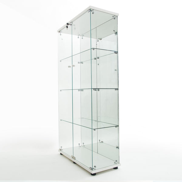 English Elm Tempered Glass Display Cabinet With Bluetooth Led Light, Locking Door, Mirrored Back – Stylish Storage! W3155S00016-GIGA