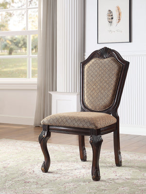 English Elm Chateau Fabric & Espresso Side Chair Set of 2 — Padded Queen Anne Legs, Welt-Trim Grid Back, 19" Seat Height B2726P303771