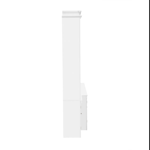 English Elm Entertainment Wall Unit with Glass Doors Open Shelving Mdf Living Room Storage White N710S688102K