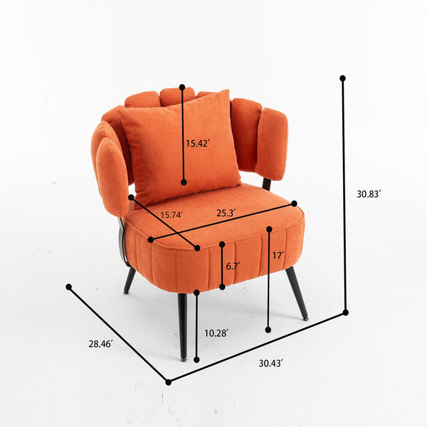 English Elm Decorative Chenille Barrel Tub Chair with Pocket Coil Cushion for Cozy Reading Nooks Orange W5188P462023