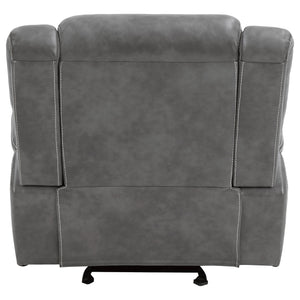 English Elm Encino Light Grey Upholstered Glider Recliner with Padded Arms, Leatherette Comfort & Modern Elegance B062P331086