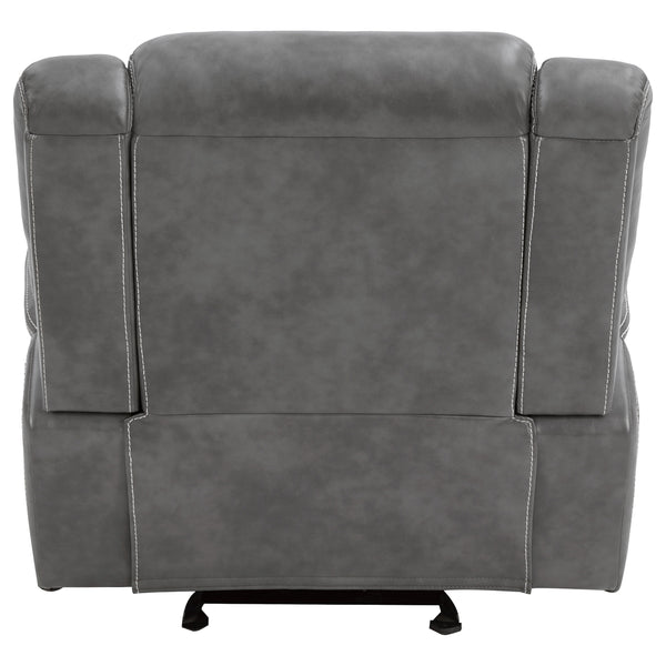English Elm Encino Light Grey Upholstered Glider Recliner with Padded Arms, Leatherette Comfort & Modern Elegance B062P331086