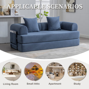 English Elm UNITED modular foldable sofa with metal frame, corduroy upholstery, side pocket & quick assembly convenience Navy W1568P375644