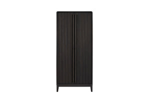 English Elm Armoire with Peppercorn Finish, Solid Wood & MDF, 4 Shelves, 2 Cedar-Lined Drawers, Hanging Bar B2699P237496