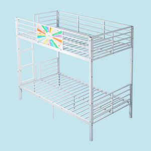 English Elm Metal Full Size Bunk Bed Convertible Steel Frame with Safety Guardrail for Kids W3752S00014