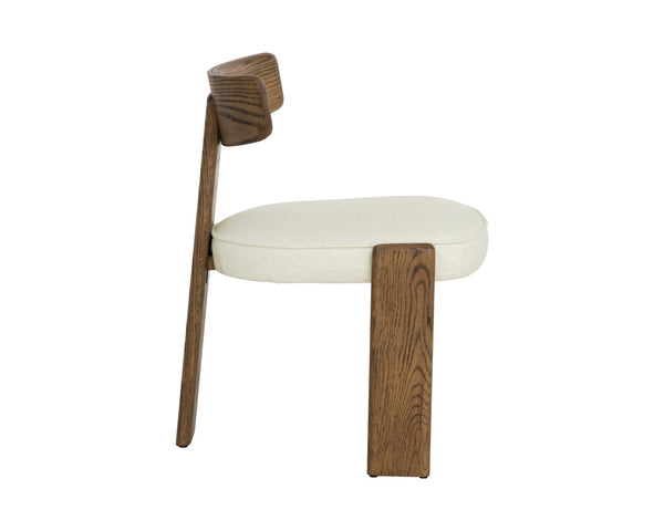 Sunpan HORTON Dining Chair - Modern Minimalist Oak Frame with Warm Brown Finish & Geralt Linen Comfort 112107