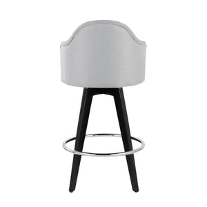 English Elm Ahoy Contemporary 26" Fixed-Height Counter Stools - Set Of 2 With Light Grey Fabric & Chrome Footrest B202S00162