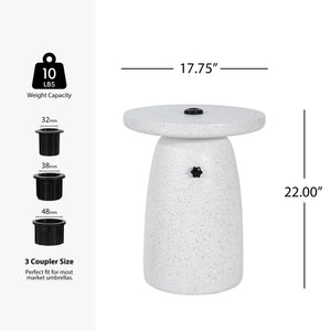 English Elm Tess Mgo Marble Finish Outdoor Umbrella Base and Patio Side Table Weatherproof N775P362748W