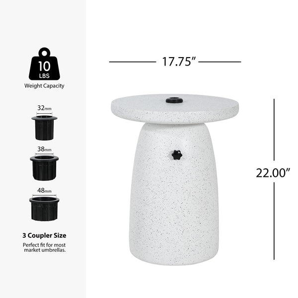 English Elm Tess Mgo Marble Finish Outdoor Umbrella Base and Patio Side Table Weatherproof N775P362748W