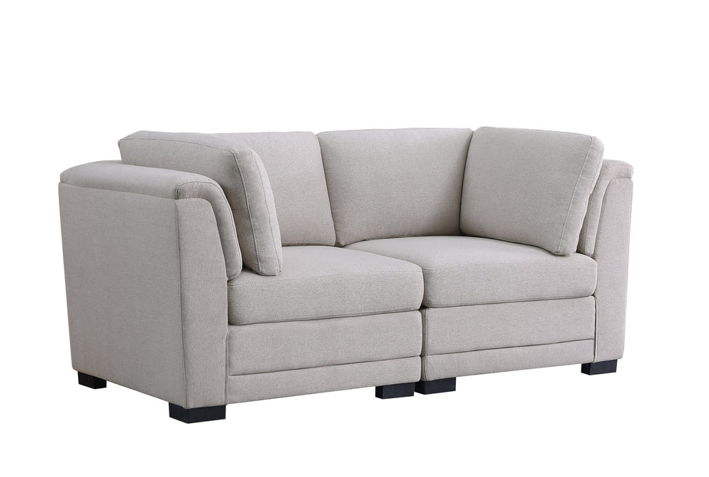 English Elm Sabbia Low Profile Linen Loveseat with Pocket Coil Cushions for Modern Living Rooms B2749S00068