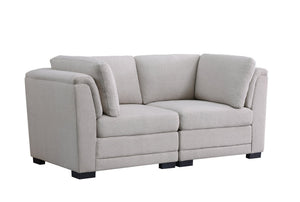 English Elm Sabbia Low Profile Linen Loveseat with Pocket Coil Cushions for Modern Living Rooms B2749S00068