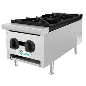 English Elm 60,000 Btu Dual Burner Commercial Gas Hot Plate for Catering and Food Truck Use W3629P462152