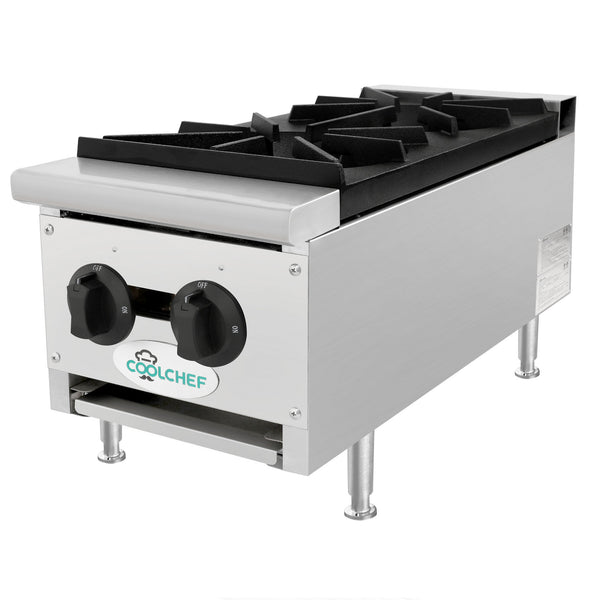 English Elm 60,000 Btu Dual Burner Commercial Gas Hot Plate for Catering and Food Truck Use W3629P462152