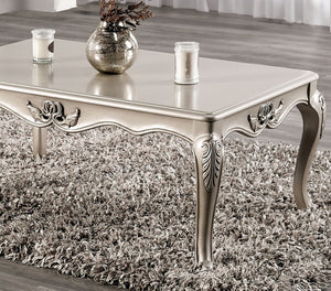 English Elm Traditional Coffee Table With Cabriole Legs, Ornate Carvings & Elegant Champagne Finish - Solid Wood B2741P361130-GIGA