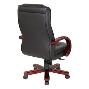 OSP Home Furnishings Leather Executive High Back Chair with Top Grain Upholstery Lumbar Support and Tilt Control TWN300L-3