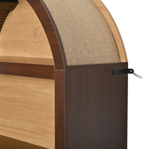 English Elm 3-piece Farmhouse Entertainment Center with Arched Glass Doors and Open Tower Shelving Walnut N721S000070P