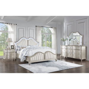 English Elm Evangeline 4-Piece Eastern King Bedroom Set – Glamorous Silver Oak Finish With Luxe Accents & Comfort B062S01183