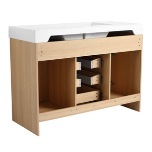 English Elm 48" Freestanding Bathroom Vanity with Resin Sink, Original Oak Finish, 2 Doors & 6 Drawers, Plywood W1972P315227