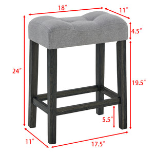 English Elm 59 Inch Bar Table Set with Power Outlet Rubberwood Frame and 3 Linen Stools Black W2972P385253