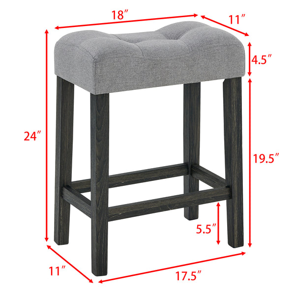 English Elm 59 Inch Bar Table Set with Power Outlet Rubberwood Frame and 3 Linen Stools Black W2972P385253